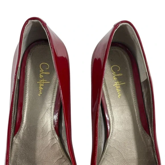 Cole Haan Red Patent Leather Ballet Flats Buckle Detail Shoes Nike Air Sole 7.5 - Picture 8 of 10